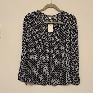 Pleione Geo Circle Print Popover Blouse Medium New With Tags Business Casual
